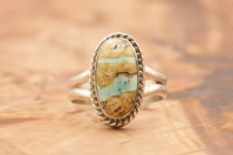Genuine Boulder Turquoise Sterling Silver Ring